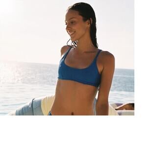 Triangl Maci-Arles Rib Ribbed Bikini Top Size XS Blue
